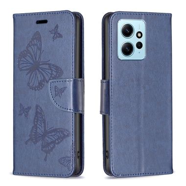 Peňaženkové kožené puzdro Two Butterflies na Xiaomi Redmi Note 12 4G - Modrá