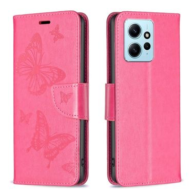 Peňaženkové kožené puzdro Two Butterflies na Xiaomi Redmi Note 12 4G - Ružovo červená