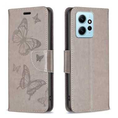 Peňaženkové kožené puzdro Two Butterflies na Xiaomi Redmi Note 12 4G - Sivá