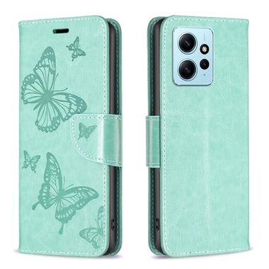 Peňaženkové kožené puzdro Two Butterflies na Xiaomi Redmi Note 12 4G - Zelená