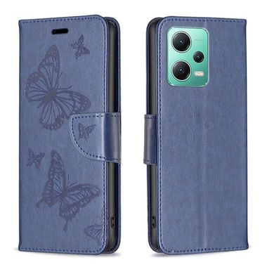 Peňaženkové kožené puzdro TWO BUTTERFLIES na Xiaomi Redmi Note 12 5G – Modrá