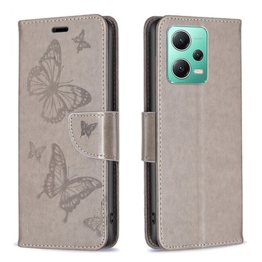 Peňaženkové kožené puzdro TWO BUTTERFLIES na Xiaomi Redmi Note 12 5G – Šedá