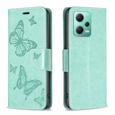Peňaženkové kožené puzdro TWO BUTTERFLIES na Xiaomi Redmi Note 12 5G – Zelená