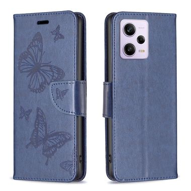 Peňaženkové kožene puzdro Two Butterflies na Xiaomi Redmi Note 12 Pro 5G – Modrá