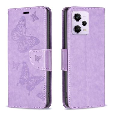 Peňaženkové kožene puzdro Two Butterflies na Xiaomi Redmi Note 12 Pro 5G – Fialová