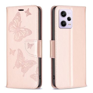 Peňaženkové kožené puzdro Two Butterflies na Xiaomi Redmi Note 12 Pro+ 5G - Ružovo zlatá