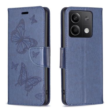 Peňaženkové kožené puzdro Two Butterflies na Xiaomi Redmi Note 13 4G - Modrá