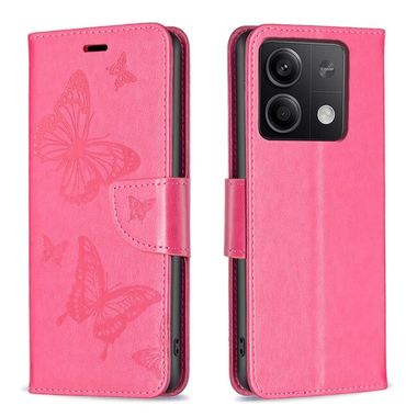Peňaženkové kožené puzdro Two Butterflies na Xiaomi Redmi Note 13 4G - Ružovo červená