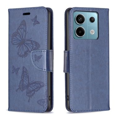 Peňaženkové kožené puzdro Two Butterflies na Xiaomi Redmi Note 13 Pro 4G - Modrá