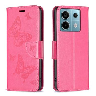Peňaženkové kožené puzdro Two Butterflies na Xiaomi Redmi Note 13 Pro 4G - Ružovo červená