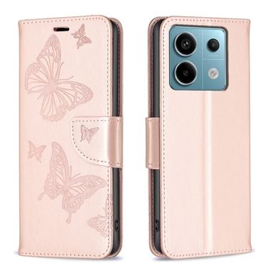 Peňaženkové kožené puzdro Two Butterflies na Xiaomi Redmi Note 13 Pro 4G - Ružovo zlatá