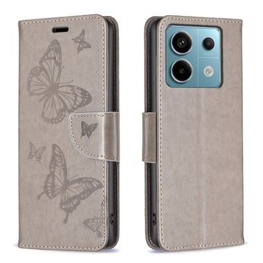 Peňaženkové kožené puzdro Two Butterflies na Xiaomi Redmi Note 13 Pro 4G - Sivá