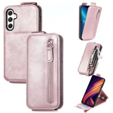Peňaženkové kožené puzdro Vertical Flip na Samsung Galaxy A25 5G - Ružová