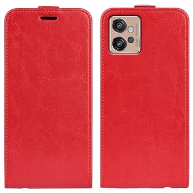 Peňaženkové kožené puzdro VERTICAL na Motorola Moto G32 - Červená