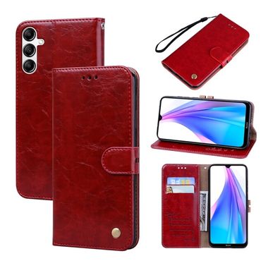 Peňaženkové kožené puzdro Wax na Samsung Galaxy A24 - Červená