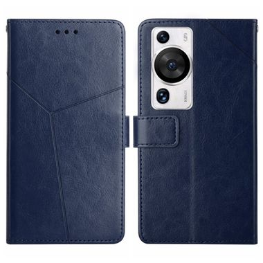 Peňaženkové kožené puzdro Y-SHAPED na Huawei P60 Pro - Modrá