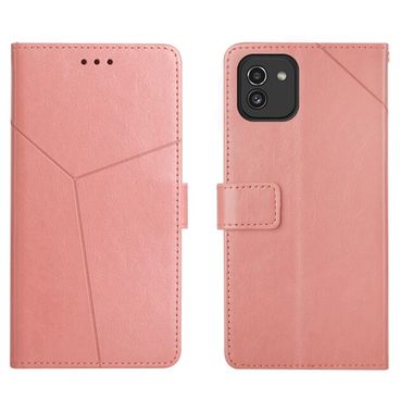 Peňaženkové kožené puzdro Y STITCHING na Samsung Galaxy A03 – Ružovozlatá