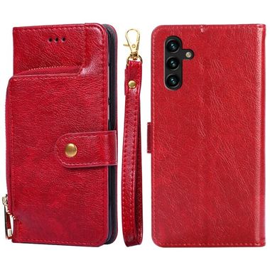Peňaženkové kožené puzdro ZIPPER na Samsung Galaxy A04s – Červená