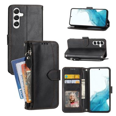 Peňaženkové kožené puzdro ZIPPER na Samsung Galaxy A14 4G/5G – Čierna