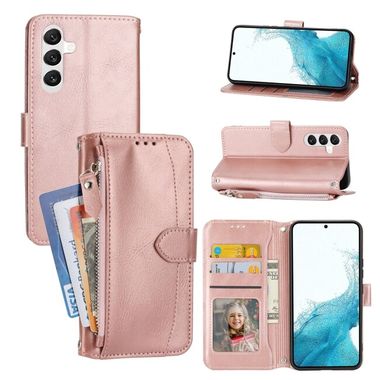 Peňaženkové kožené puzdro ZIPPER na Samsung Galaxy A14 4G/5G – Ružovozlatá