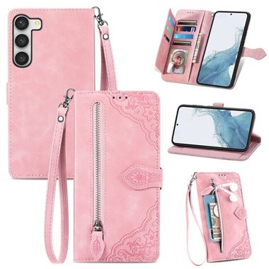 Peňaženkové kožené puzdro ZIPPER na Samsung Galaxy S23 Plus 5G – Ružovozlatá