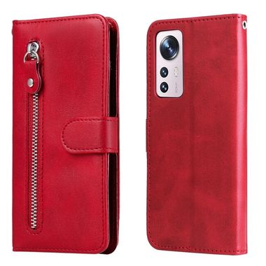 Peňaženkové kožené puzdro ZIPPER na Xiaomi 12X – Červená