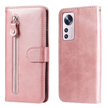 Peňaženkové kožené puzdro ZIPPER na Xiaomi 12X – Ružovozlatá