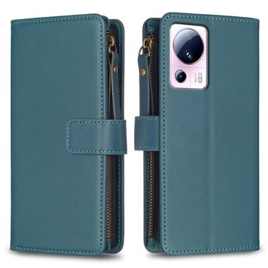 Peňaženkové kožené puzdro ZIPPER na Xiaomi 13 Lite - Zelená