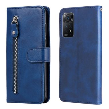 Peňaženkové kožené puzdro ZIPPER na Xiaomi Redmi Note 11 Pro - Modrá