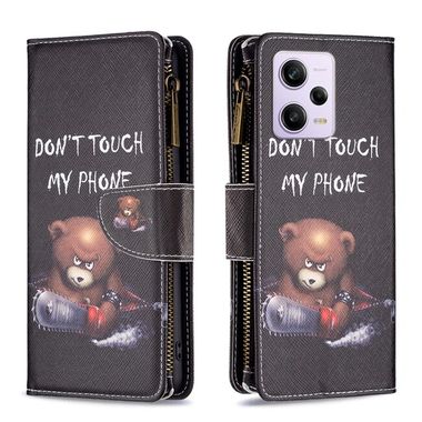 Peňaženkové kožene puzdro Zipper na Xiaomi Redmi Note 12 Pro 5G – Bear