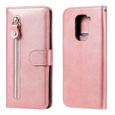Peňaženkové kožené puzdro ZIPPER na Xiaomi Redmi Note 9 - Ružovozlatá