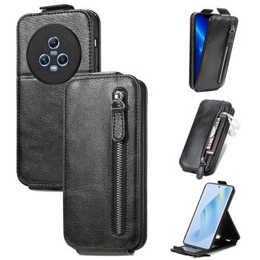 Peňaženkové kožené puzdro Zipper Wallet na Honor Magic5 - Čierna