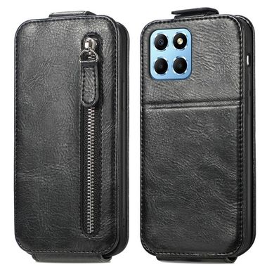 Peňaženkové kožené puzdro Zipper Wallet na Honor X8 5G/X6 - Čierna