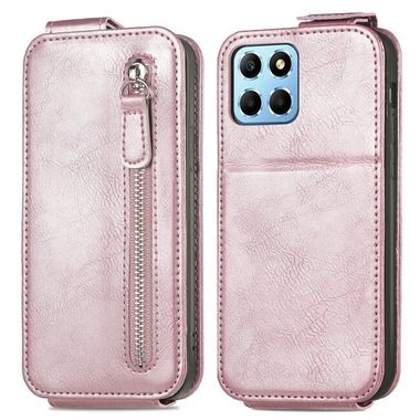 Peňaženkové kožené puzdro Zipper Wallet na Honor X8 5G/X6 - Ružovo zlatá
