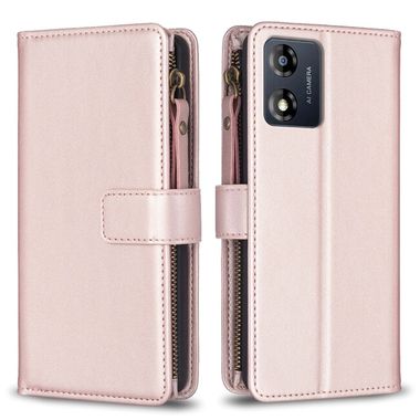 Peňaženkové kožené puzdro Zipper Wallet na Moto E13 - Ružová