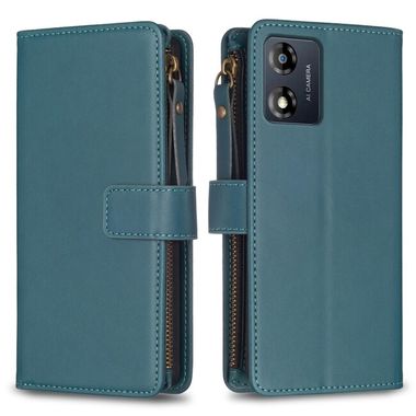Peňaženkové kožené puzdro Zipper Wallet na Moto E13 - Zelená