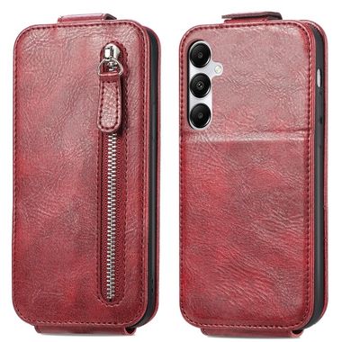 Peňaženkové kožené puzdro Zipper Wallet Vertical na Galaxy A55 5G - Červená