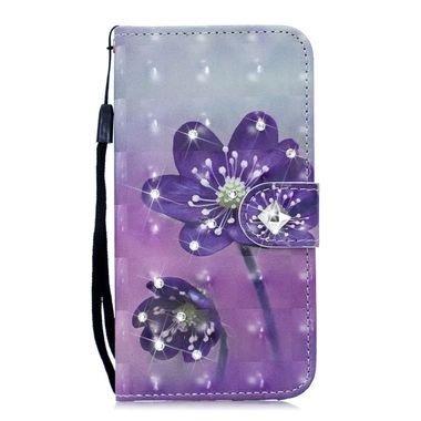 Peňaženkové puzdro 3D Diamond Encrusted na Huawei P Smart Z - Purple Flower