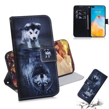 Peňaženkové puzdro 3D na Huawei P40 –vlk a pes