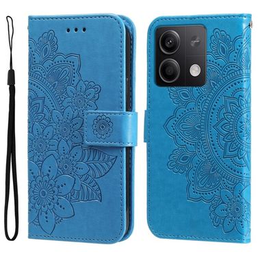 Peňaženkové kožené puzdro 7-petals na Xiaomi Redmi Note 13 - Modrá