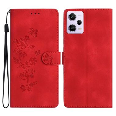 Peňaženkové puzdro Butterfly Flower na Xiaomi Redmi Note 12 Pro 5G – Červená