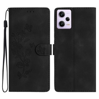 Peňaženkové puzdro Butterfly Flower na Xiaomi Redmi Note 12 Pro 5G –Čierna