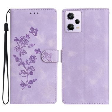 Peňaženkové puzdro Butterfly Flower na Xiaomi Redmi Note 12 Pro 5G – Fialová