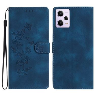 Peňaženkové puzdro Butterfly Flower na Xiaomi Redmi Note 12 Pro 5G – Modrá