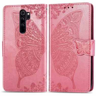 Peňaženkové puzdro Butterfly Love Flower na Xiaomi Redmi Note 8 Pro - ružová