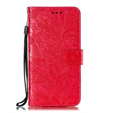 Peňaženkové puzdro Lace Flower na Xiaomi Mi A3-červená