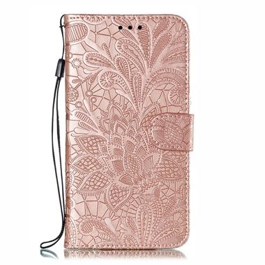 Peňaženkové puzdro Lace Flower na Xiaomi Mi A3-Rose Gold