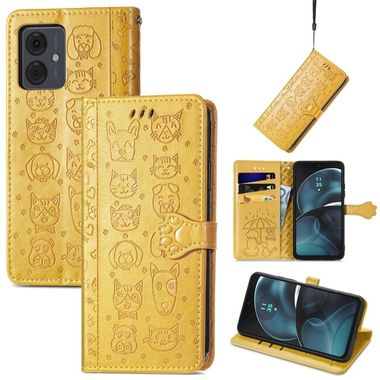Peňaženkové puzdro Cat and Dog na Motorola G14 – Žltá