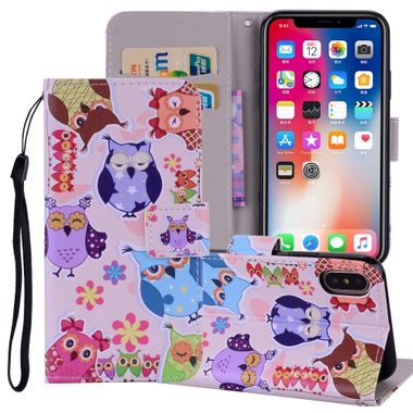 Peňaženkové púzdro Colored Owl na iPhone Xs Max