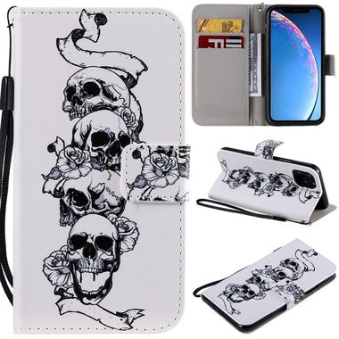Peňaženkové púzdro Coloured Drawing Pattern na iPhone 11 pro -Skull